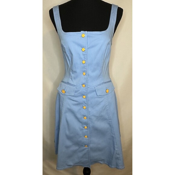 COLOR ME COURTNEY Alle Blue Canvas Utility Dress Women's SIZE 4 - Picture 3 of 13